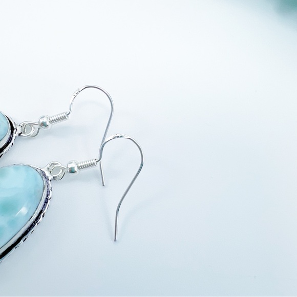 Jewelry Set Extra Chunky Larimar Pendant Necklace and Larimar Earrings New - Picture 7 of 9